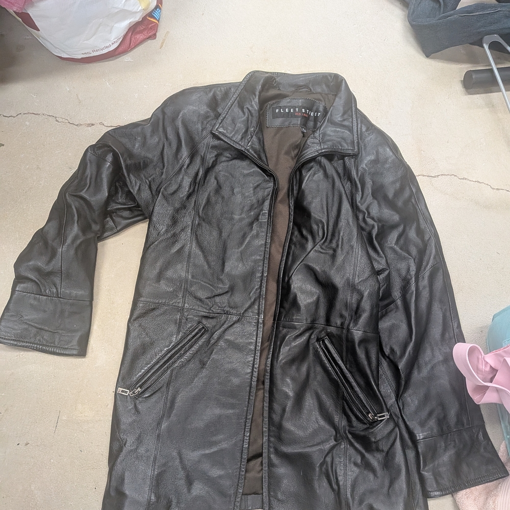 Fleet Street RED LABEL Women's Black GENUINE Leather Jacket COAT MEDIUM MED M